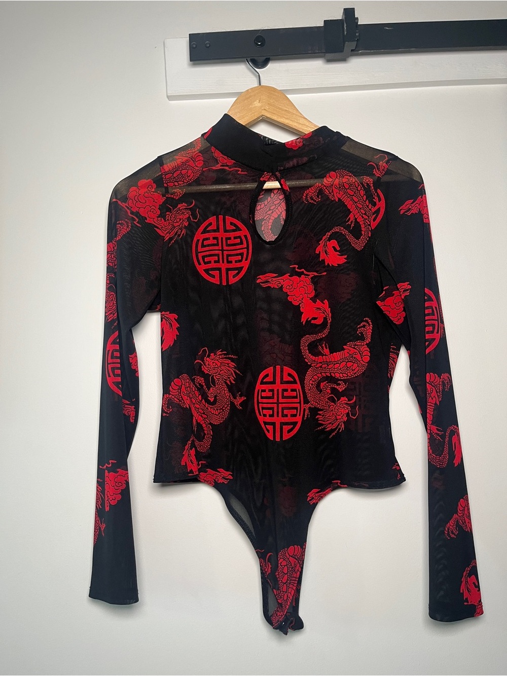 Y2K Gothic Dragon Mesh Medium Alt Bodysuit